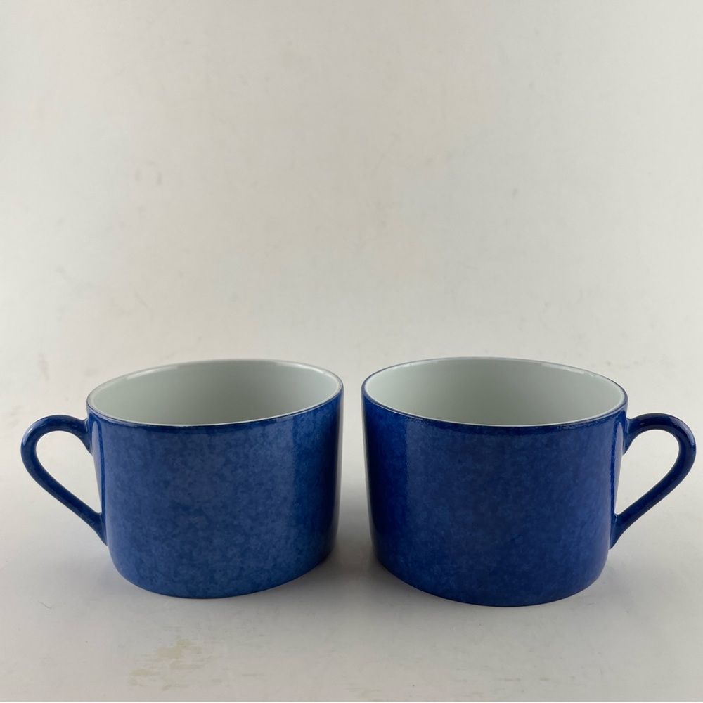 Limoges France Laure Japy Blue Porcelain Coffee Tea Cups Set of 2